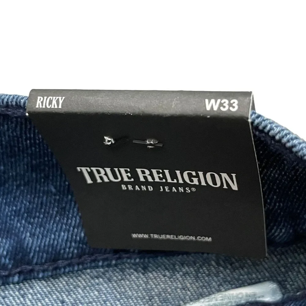 New True Religion‎ Ricky Flap Relaxed Straight Men's Jean Denim Shorts Waist 33